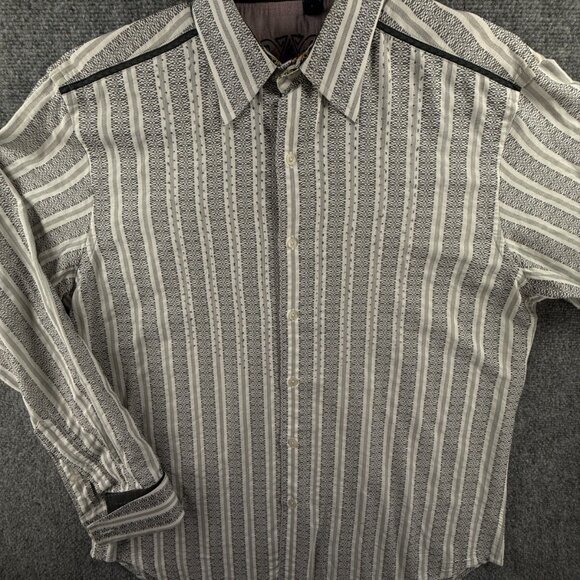 Robert Graham Large Long Sleeve Button Up Shirt Men Striped Cotton Silk Point - Picture 1 of 16